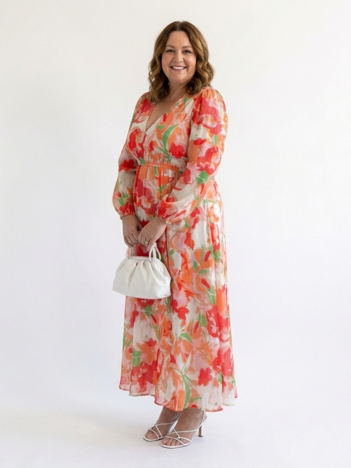 Madison | Maxi Floral Dress with Long Sleeves