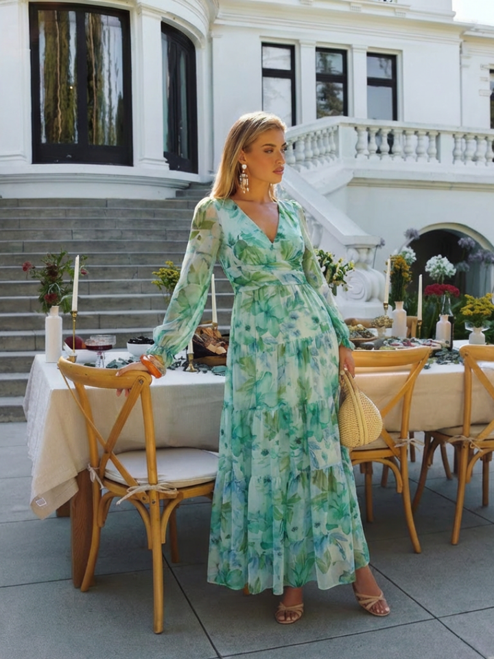 Madison | Maxi Floral Dress with Long Sleeves