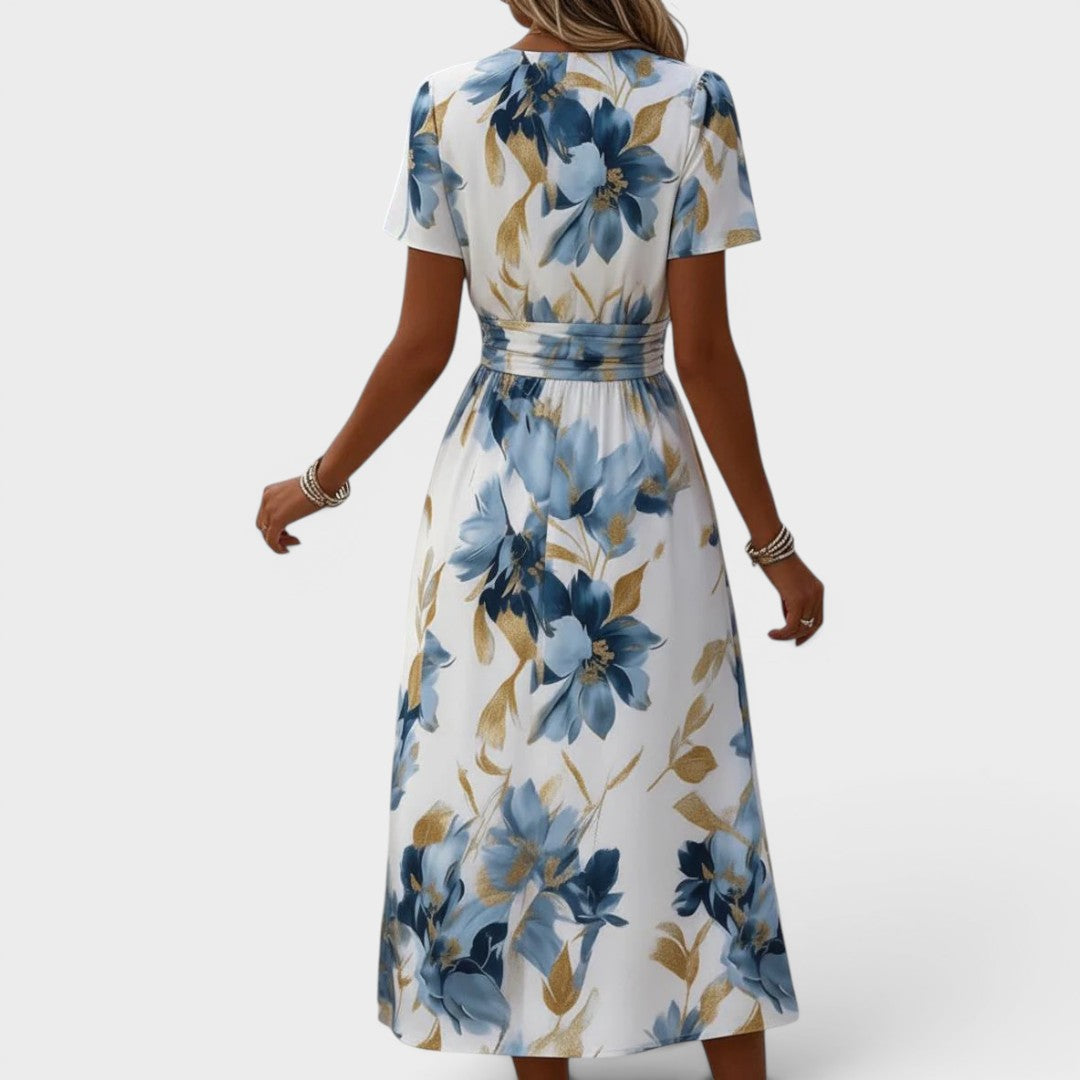 Olivia | Wrap Midi Dress with Floral Print