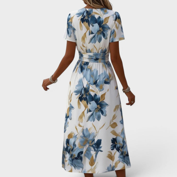 Olivia | Wrap Midi Dress with Floral Print
