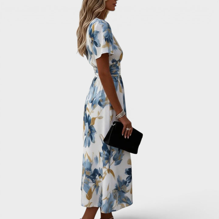 Olivia | Wrap Midi Dress with Floral Print