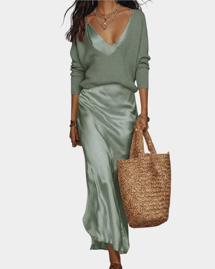 CLAIRE | Slip Dress & Knit Set