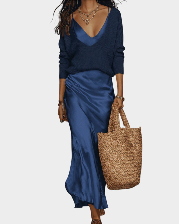 CLAIRE | Slip Dress & Knit Set