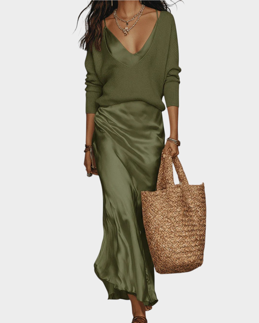 CLAIRE | Slip Dress & Knit Set
