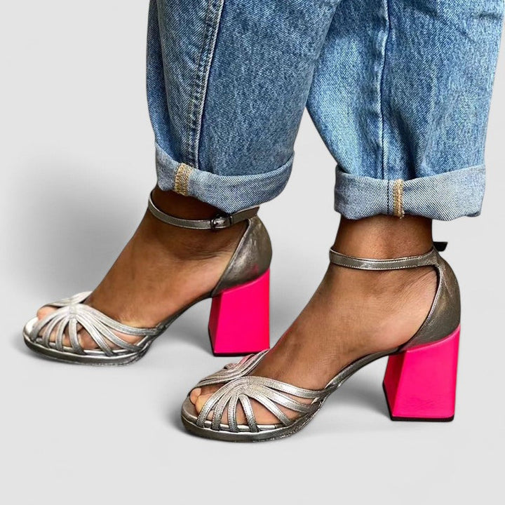 Serafina | Shiny block-heeled sandals