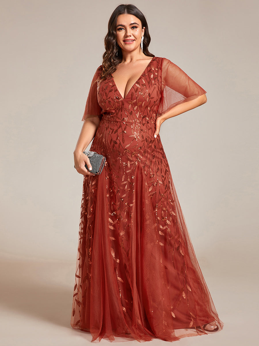 Kaylee | Long Romantic Shimmering Evening Dress with V-Neck and Straps