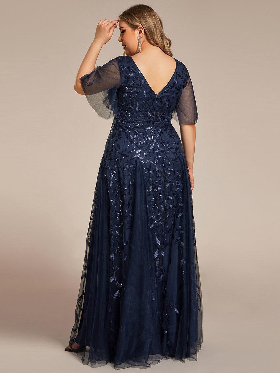Kaylee | Long Romantic Shimmering Evening Dress with V-Neck and Straps