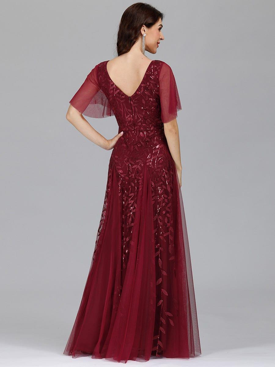 Kaylee | Long Romantic Shimmering Evening Dress with V-Neck and Straps