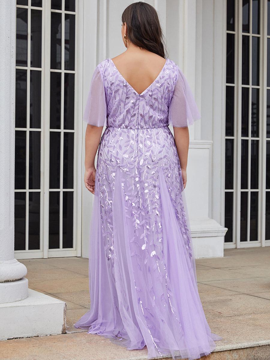 Kaylee | Long Romantic Shimmering Evening Dress with V-Neck and Straps