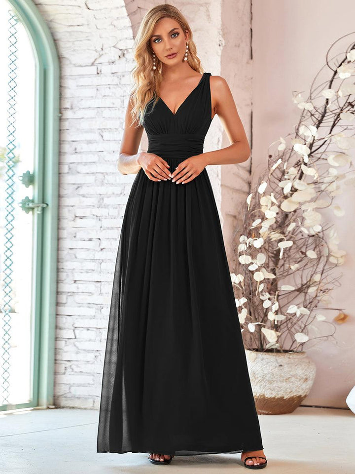 Vanessa | Sleeveless Pleated Party Dress with V-Neck