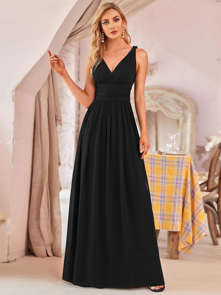 Vanessa | Sleeveless Pleated Party Dress with V-Neck