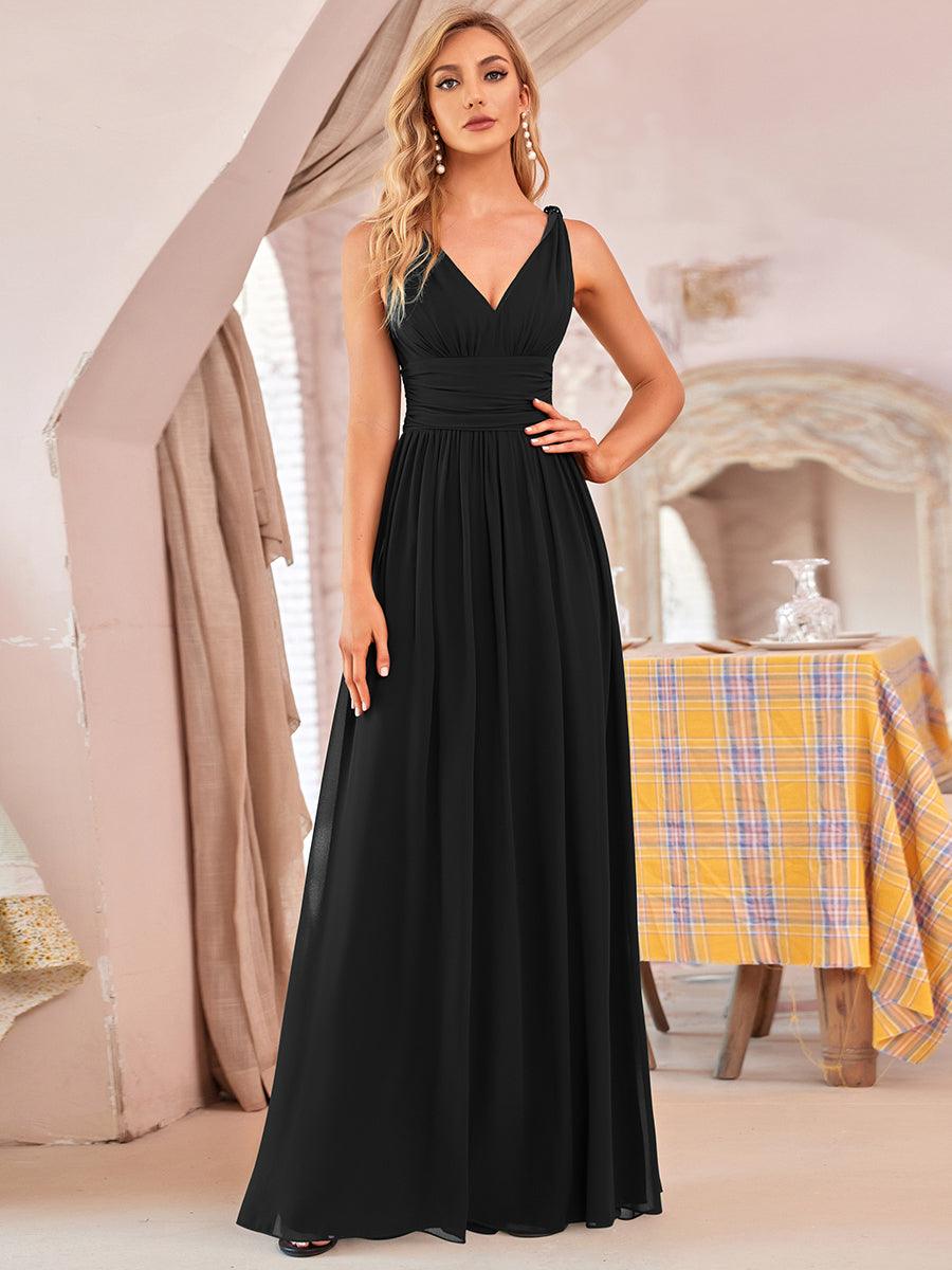 Vanessa | Sleeveless Pleated Party Dress with V-Neck