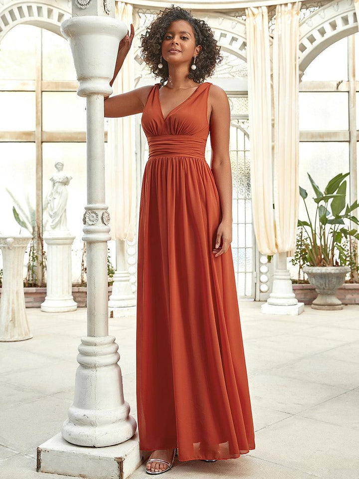 Vanessa | Sleeveless Pleated Party Dress with V-Neck