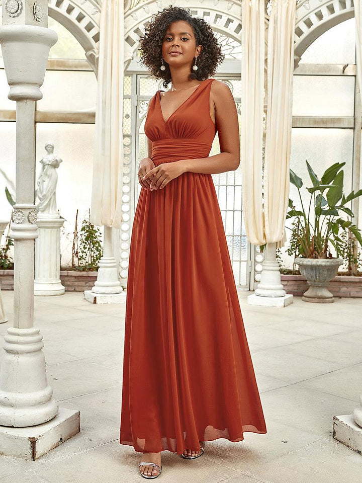 Vanessa | Sleeveless Pleated Party Dress with V-Neck