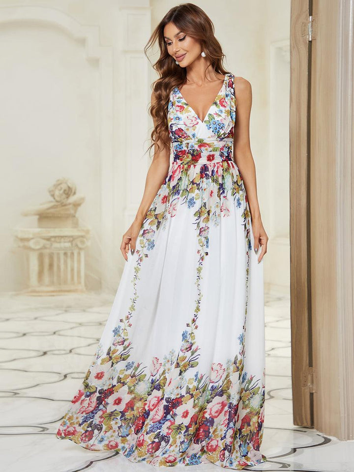Vanessa | Sleeveless Pleated Party Dress with V-Neck