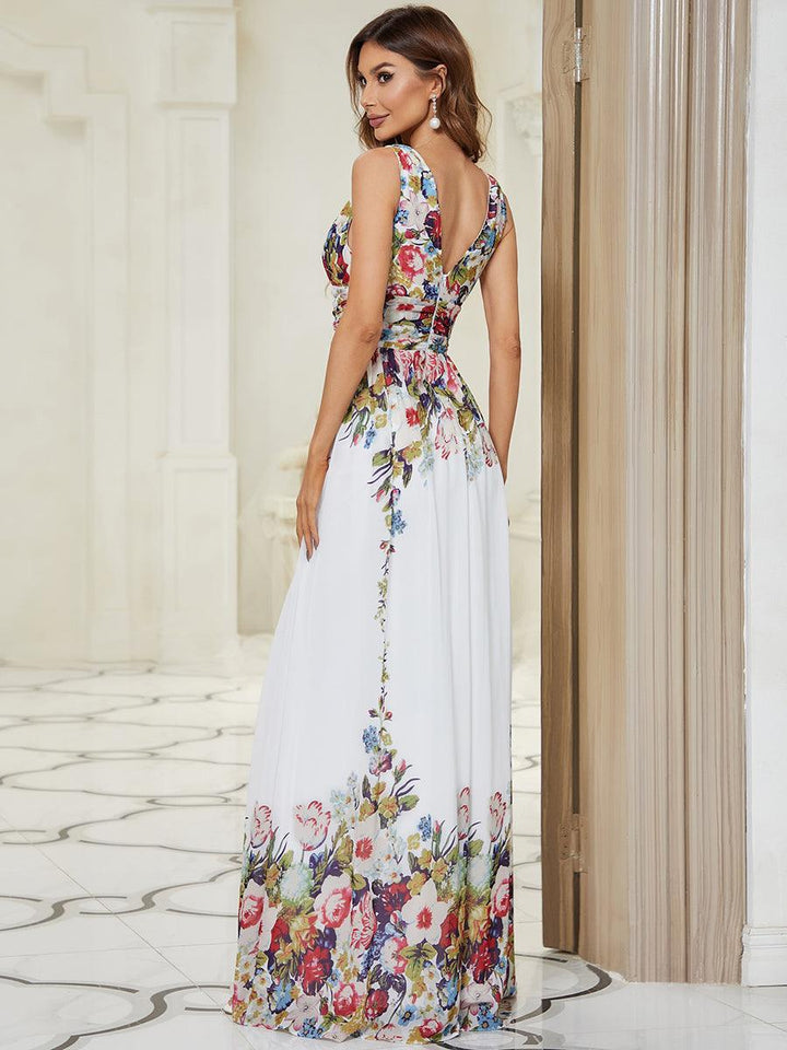 Vanessa | Sleeveless Pleated Party Dress with V-Neck