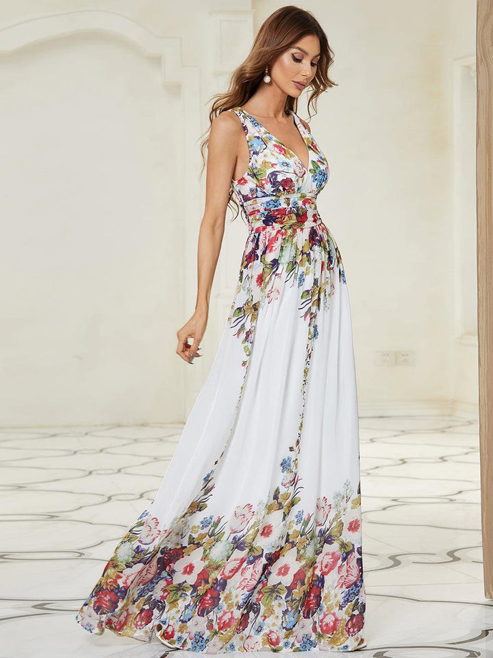 Vanessa | Sleeveless Pleated Party Dress with V-Neck