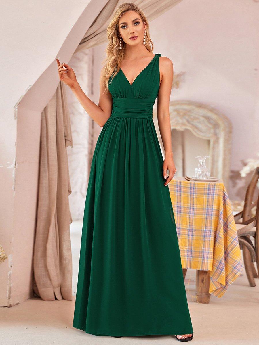 Vanessa | Sleeveless Pleated Party Dress with V-Neck