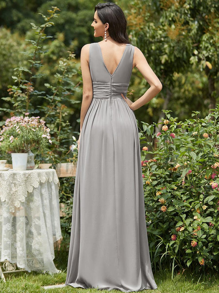 Vanessa | Sleeveless Pleated Party Dress with V-Neck
