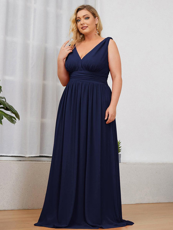 Vanessa | Sleeveless Pleated Party Dress with V-Neck