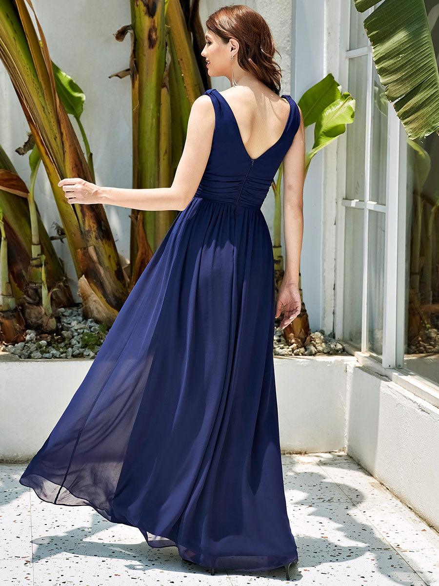 Vanessa | Sleeveless Pleated Party Dress with V-Neck