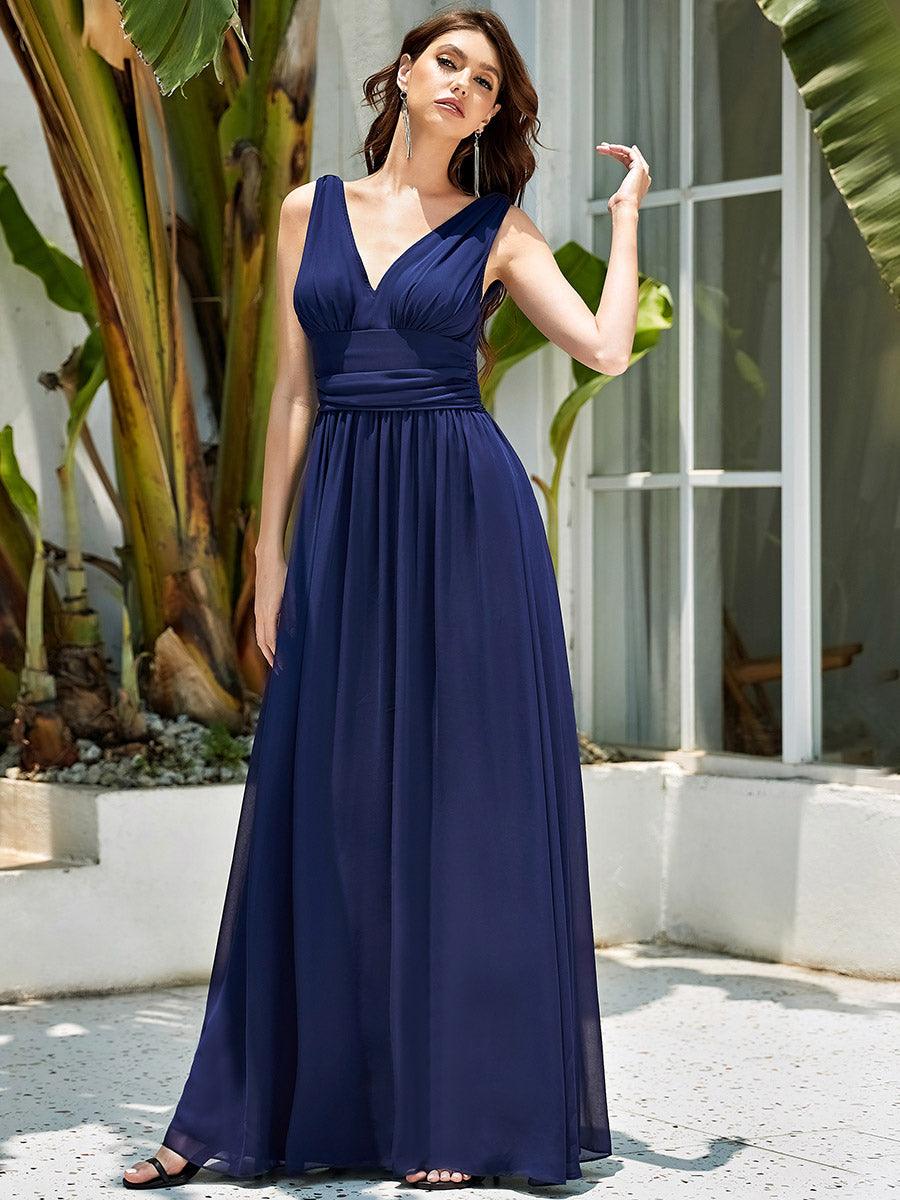 Vanessa | Sleeveless Pleated Party Dress with V-Neck