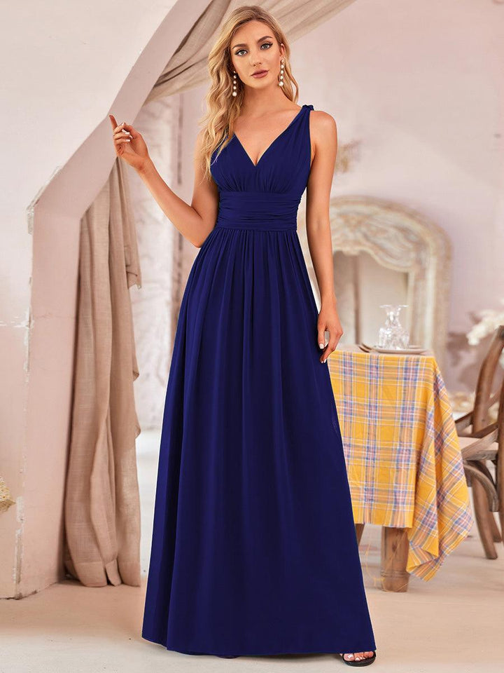 Vanessa | Sleeveless Pleated Party Dress with V-Neck