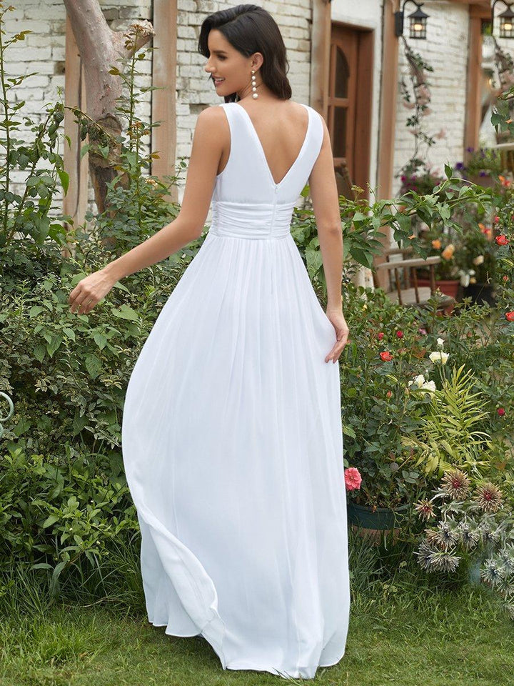 Vanessa | Sleeveless Pleated Party Dress with V-Neck