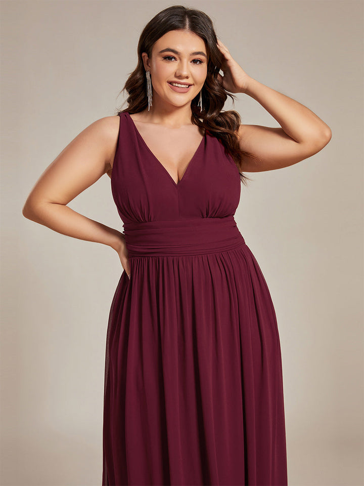 Vanessa | Sleeveless Pleated Party Dress with V-Neck