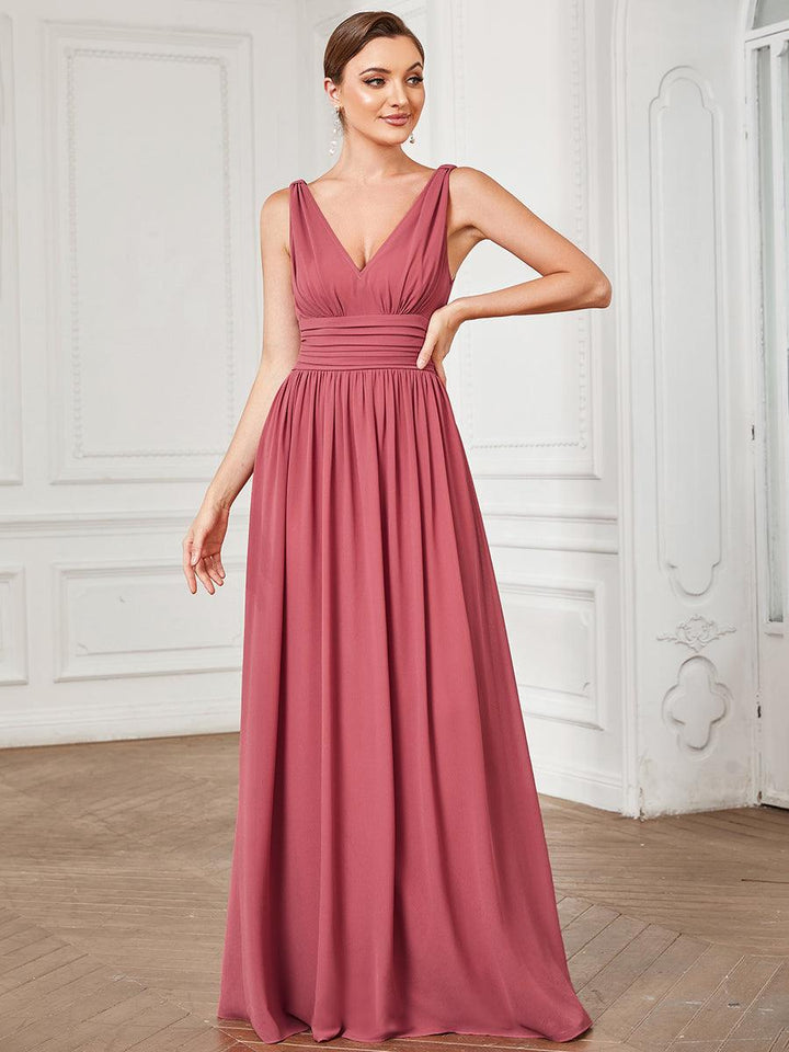 Vanessa | Sleeveless Pleated Party Dress with V-Neck