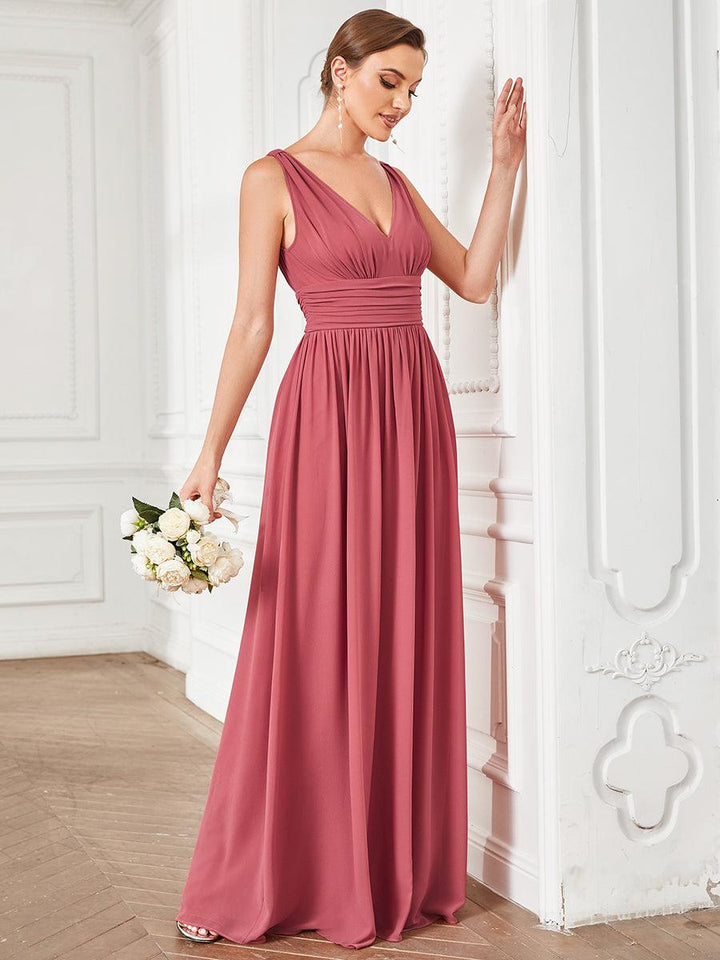 Vanessa | Sleeveless Pleated Party Dress with V-Neck