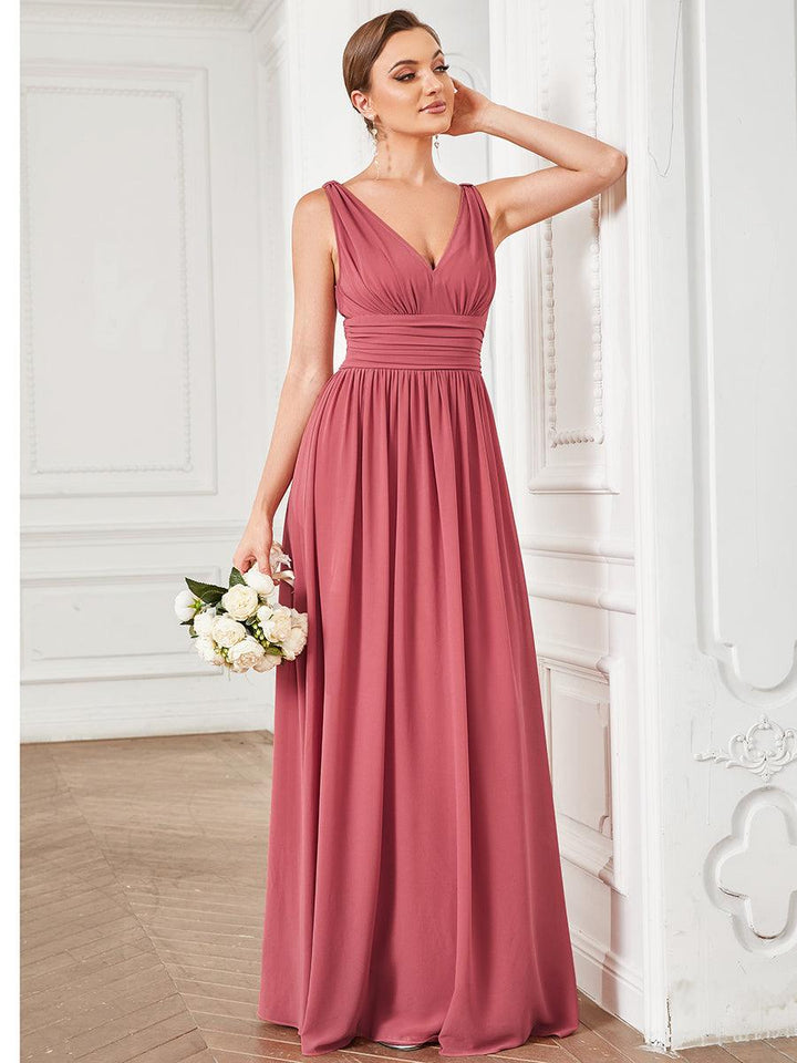 Vanessa | Sleeveless Pleated Party Dress with V-Neck