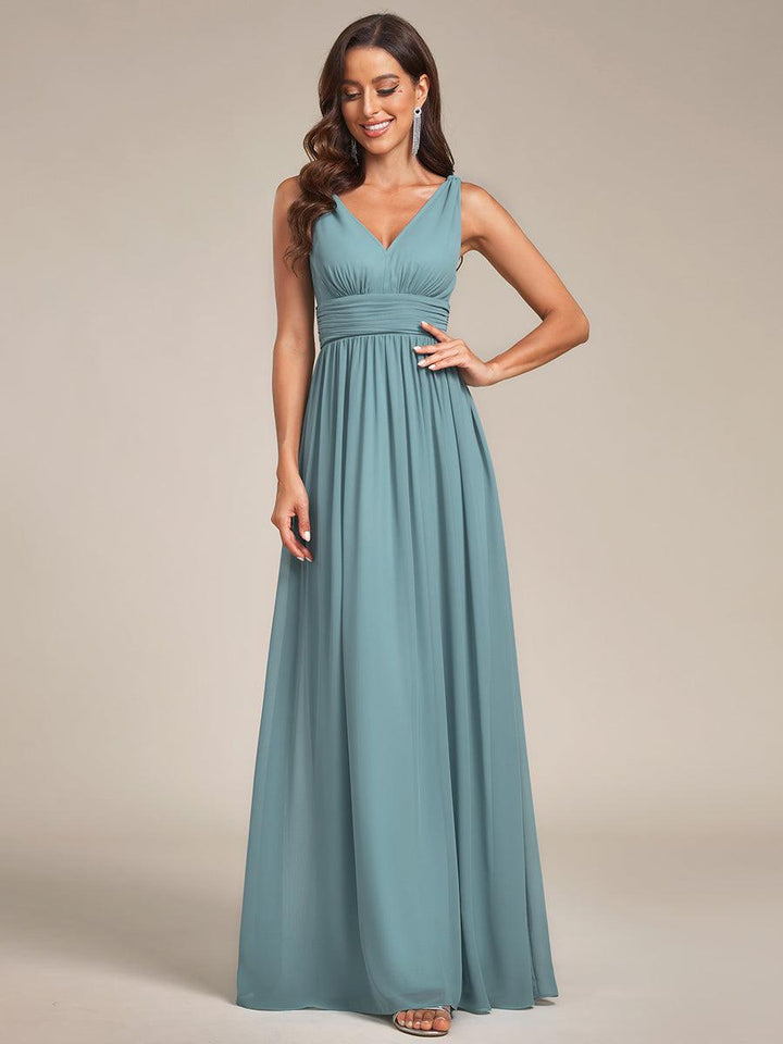 Vanessa | Sleeveless Pleated Party Dress with V-Neck