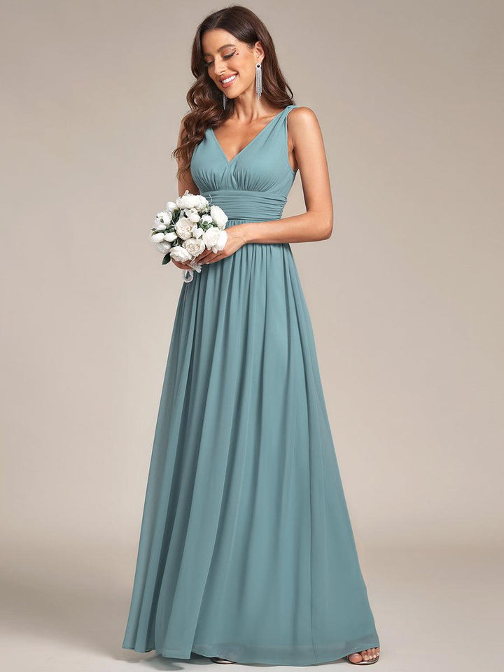 Vanessa | Sleeveless Pleated Party Dress with V-Neck