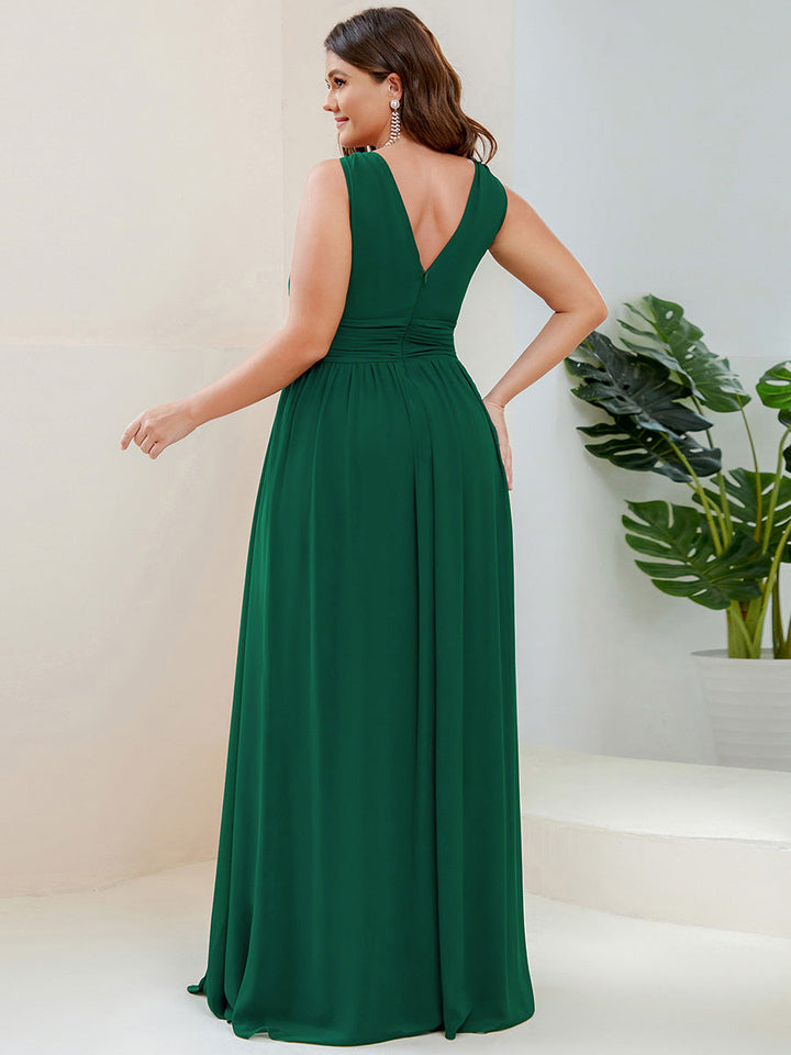 Vanessa | Sleeveless Pleated Party Dress with V-Neck