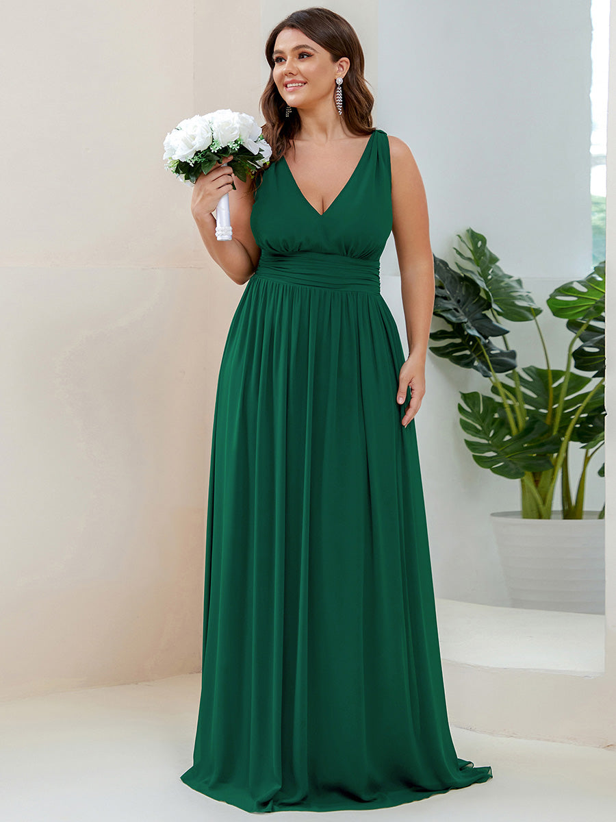 Vanessa | Sleeveless Pleated Party Dress with V-Neck