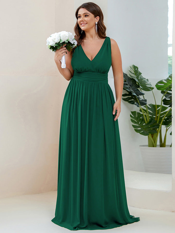 Vanessa | Sleeveless Pleated Party Dress with V-Neck