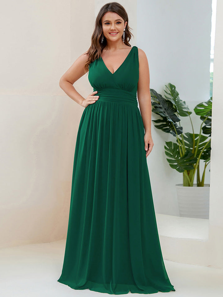 Vanessa | Sleeveless Pleated Party Dress with V-Neck