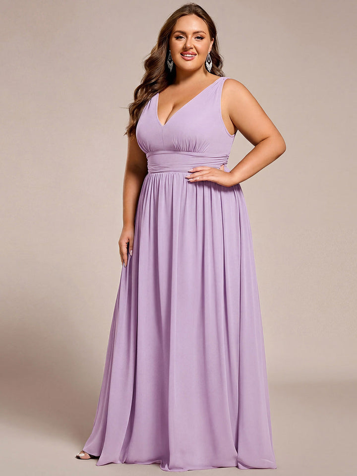Vanessa | Sleeveless Pleated Party Dress with V-Neck