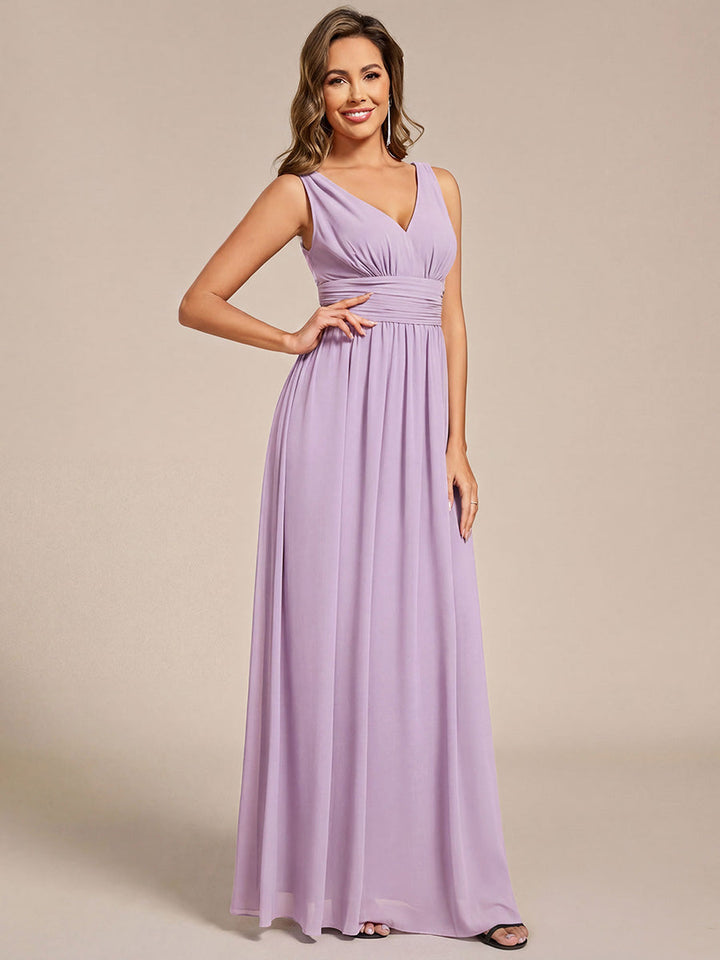 Vanessa | Sleeveless Pleated Party Dress with V-Neck