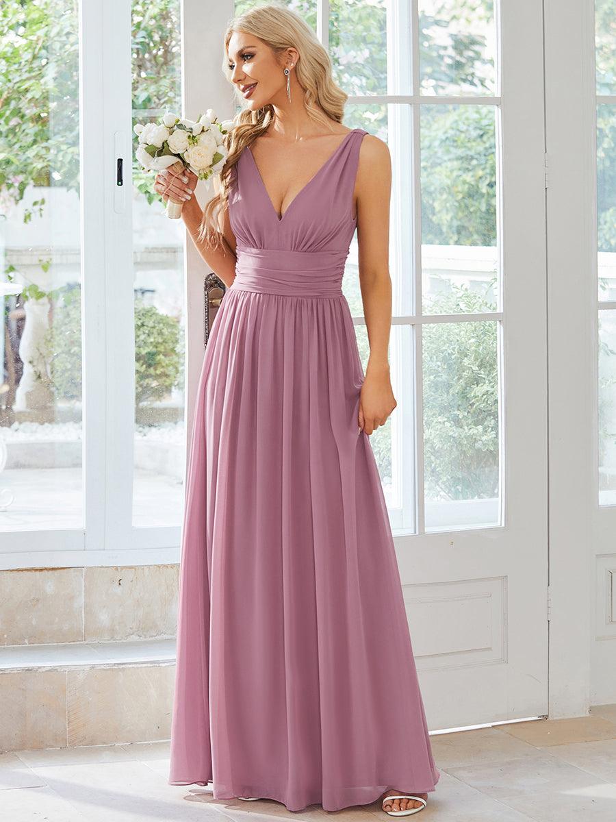 Vanessa | Sleeveless Pleated Party Dress with V-Neck