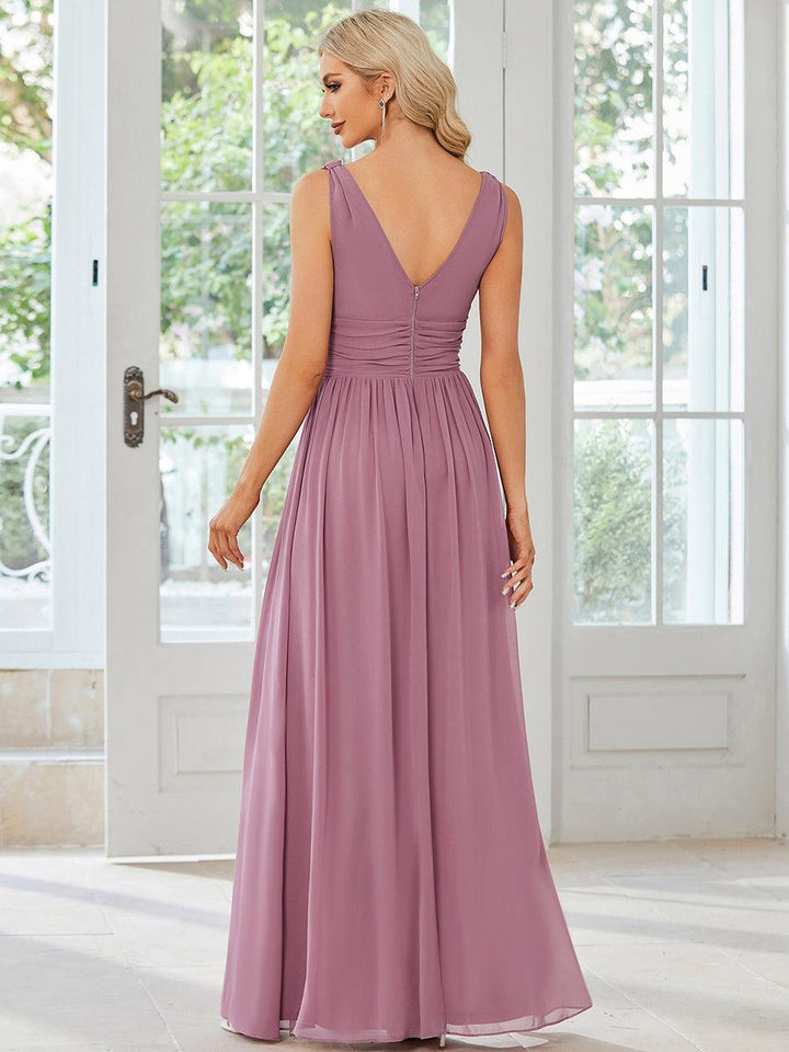 Vanessa | Sleeveless Pleated Party Dress with V-Neck