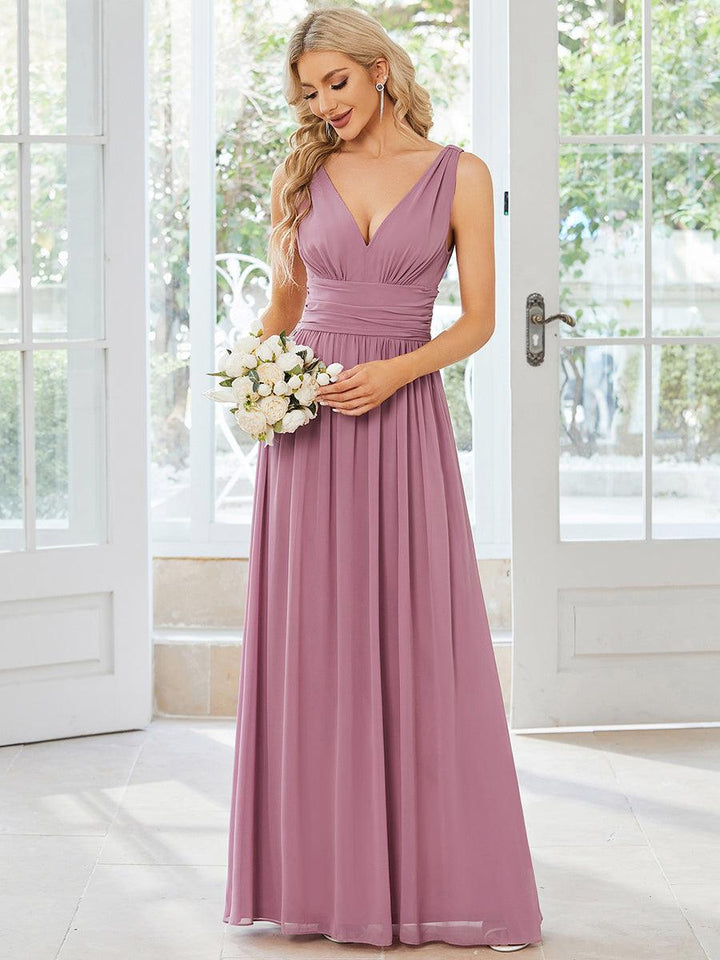 Vanessa | Sleeveless Pleated Party Dress with V-Neck