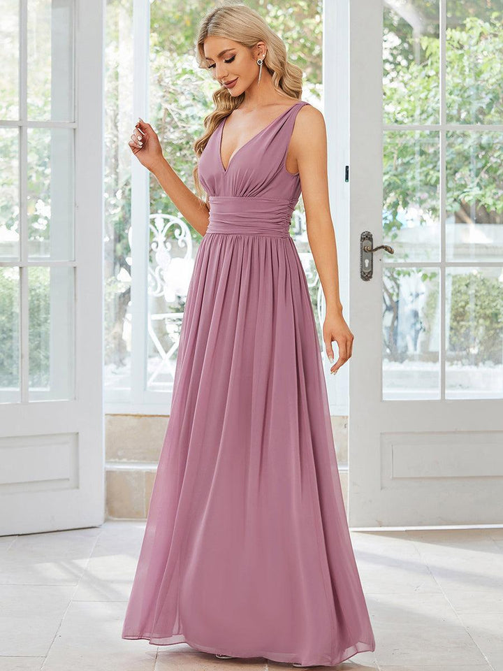 Vanessa | Sleeveless Pleated Party Dress with V-Neck