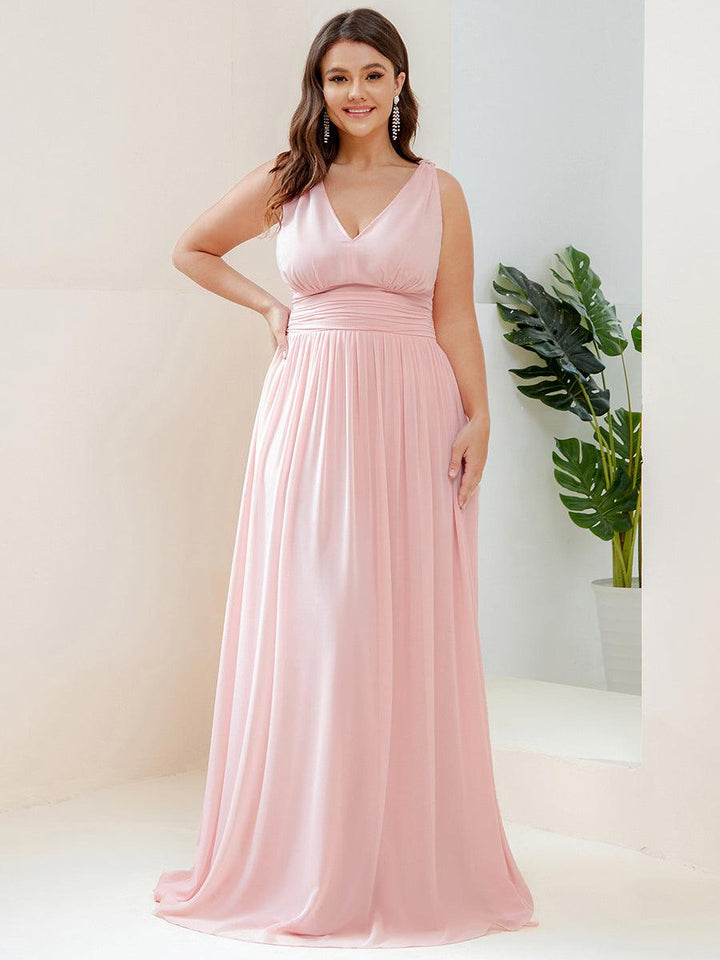 Vanessa | Sleeveless Pleated Party Dress with V-Neck