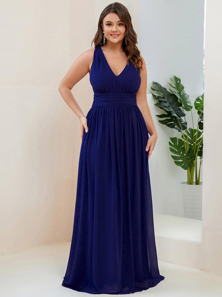 Vanessa | Sleeveless Pleated Party Dress with V-Neck