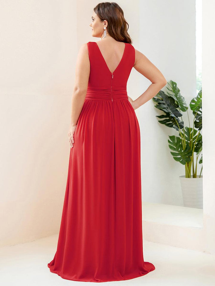 Vanessa | Sleeveless Pleated Party Dress with V-Neck