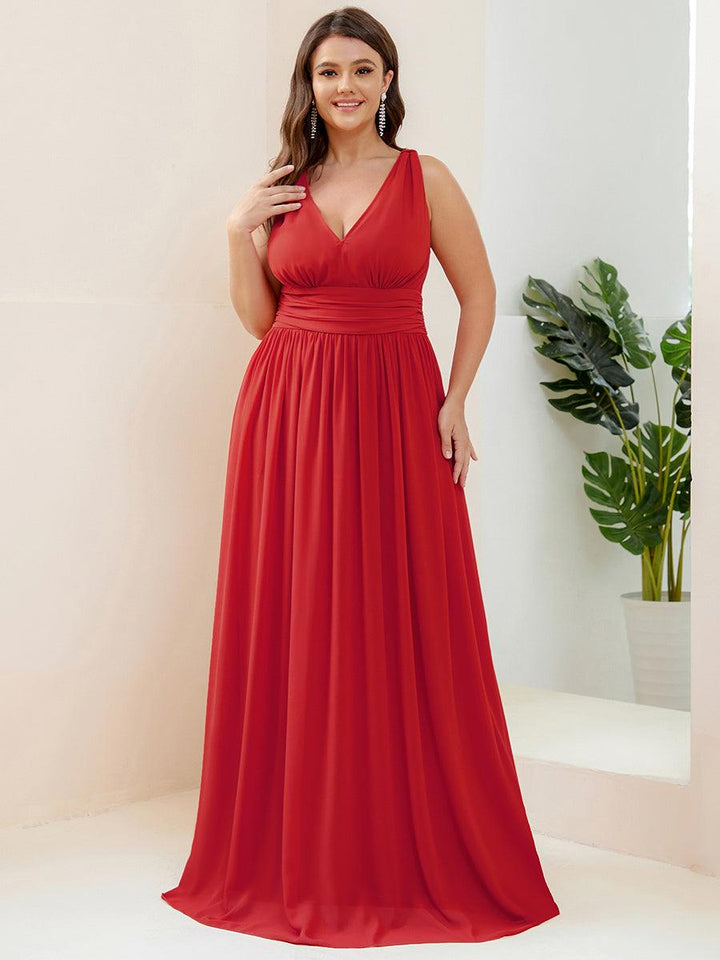Vanessa | Sleeveless Pleated Party Dress with V-Neck