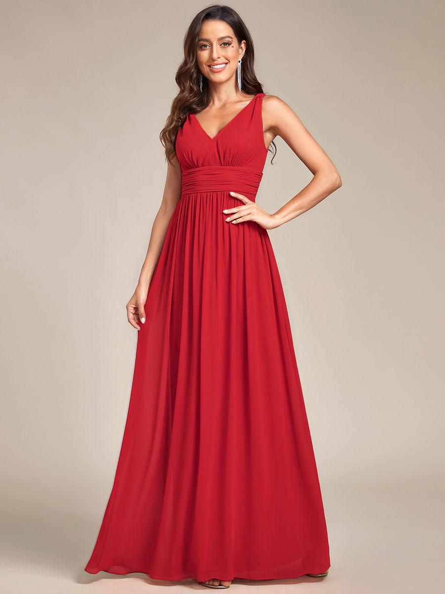 Vanessa | Sleeveless Pleated Party Dress with V-Neck
