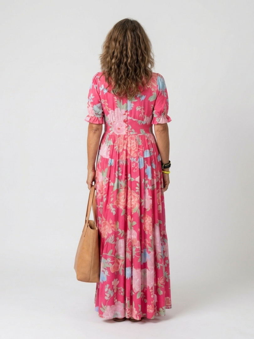 Isabella | Floral Midi Dress Without Sleeves with V-Neck